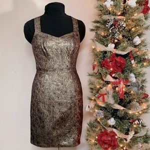 Gold Andrew Marc Marc New York Fitted Mini Party Dress